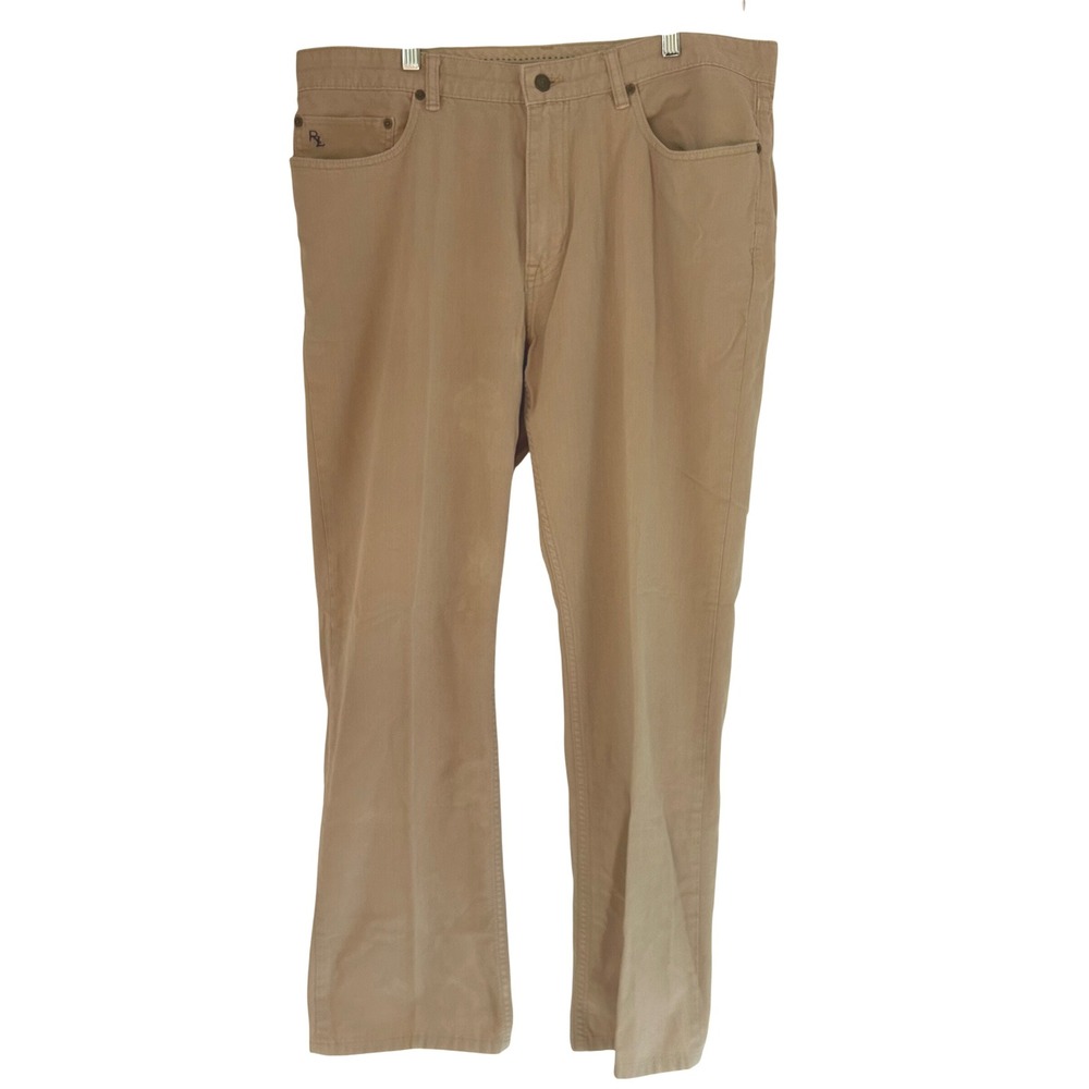 Mens Classic Straight Leg Cotton Chino Pants Tan Khaki 38x32 Ralph Lauren